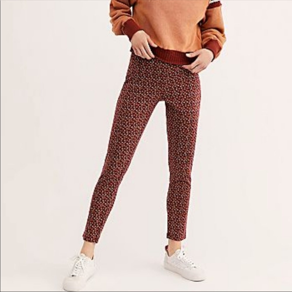 Free People Carnaby Red Patterned Pants - Picture 2 of 7